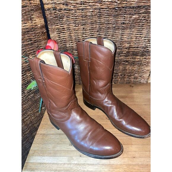 Roper Boots By Justin Classic Tan  Rancher/Cowboy Boot Size 11.5-RARE - Picture 5 of 16